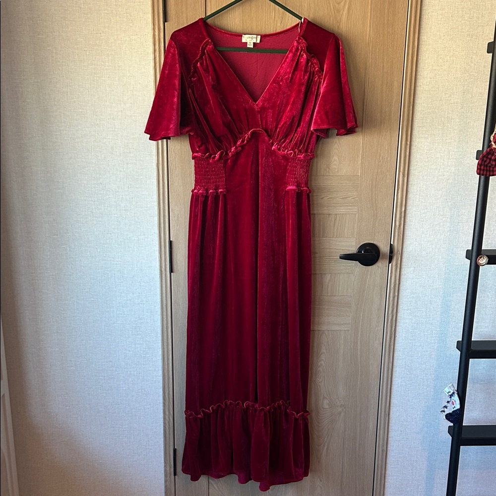 Umgee Red Velvet Maxi Dress
